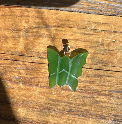 Vintage Jade Butterfly Pendant/Charm — 1970s Canadian Jade (20mm)