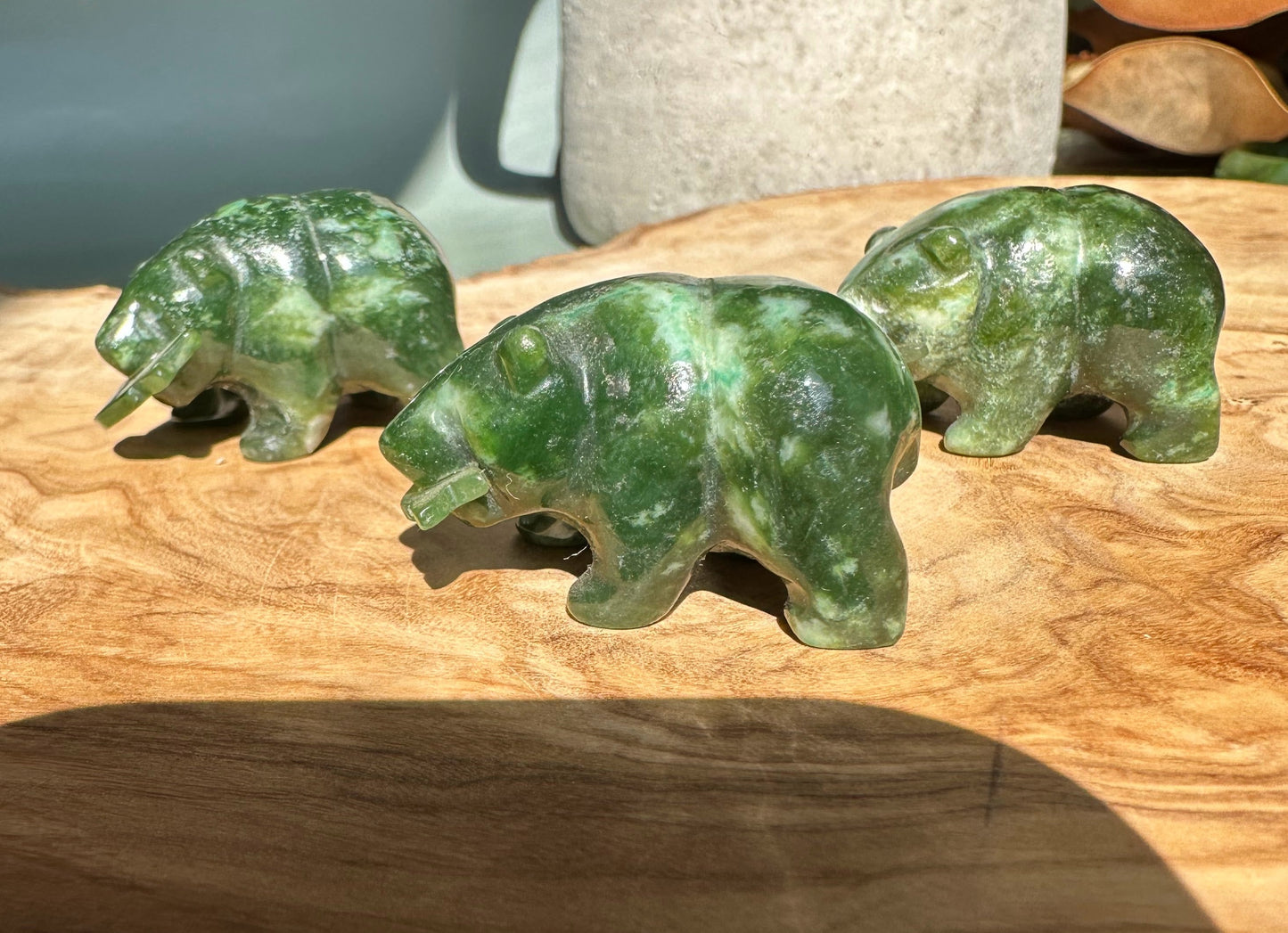 Bear Special with Jade Fish — 1.25" Canadian Jade Figurine