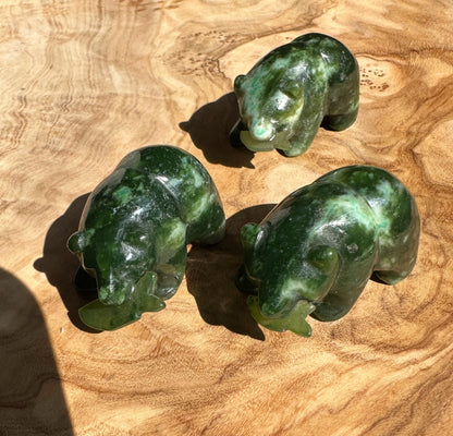 Bear Special with Jade Fish — 1.25" Canadian Jade Figurine