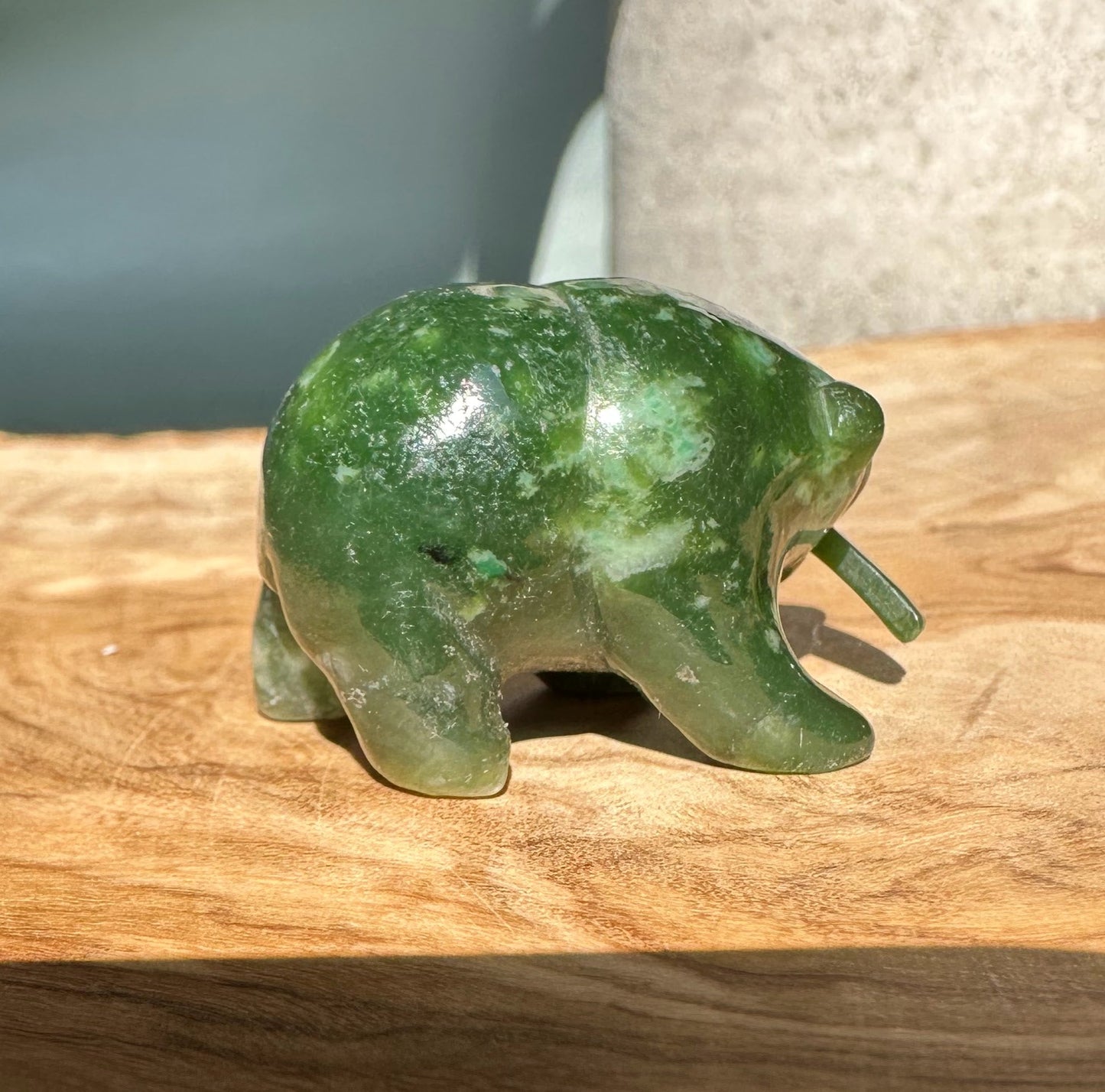 Bear Special with Jade Fish — 1.25" Canadian Jade Figurine