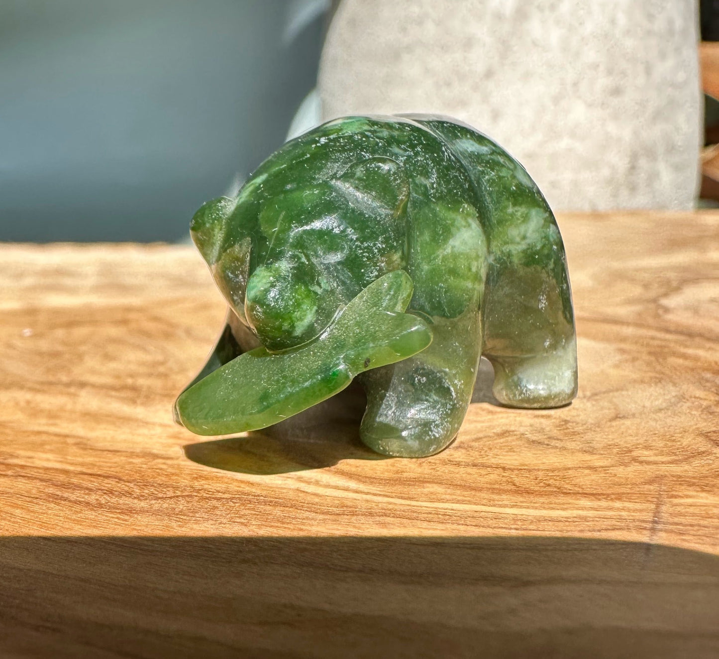 Bear Special with Jade Fish — 1.25" Canadian Jade Figurine