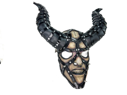 Evil Being - Handmade Genuine Horned Leather Devil/Demon/Satan Horned Mask