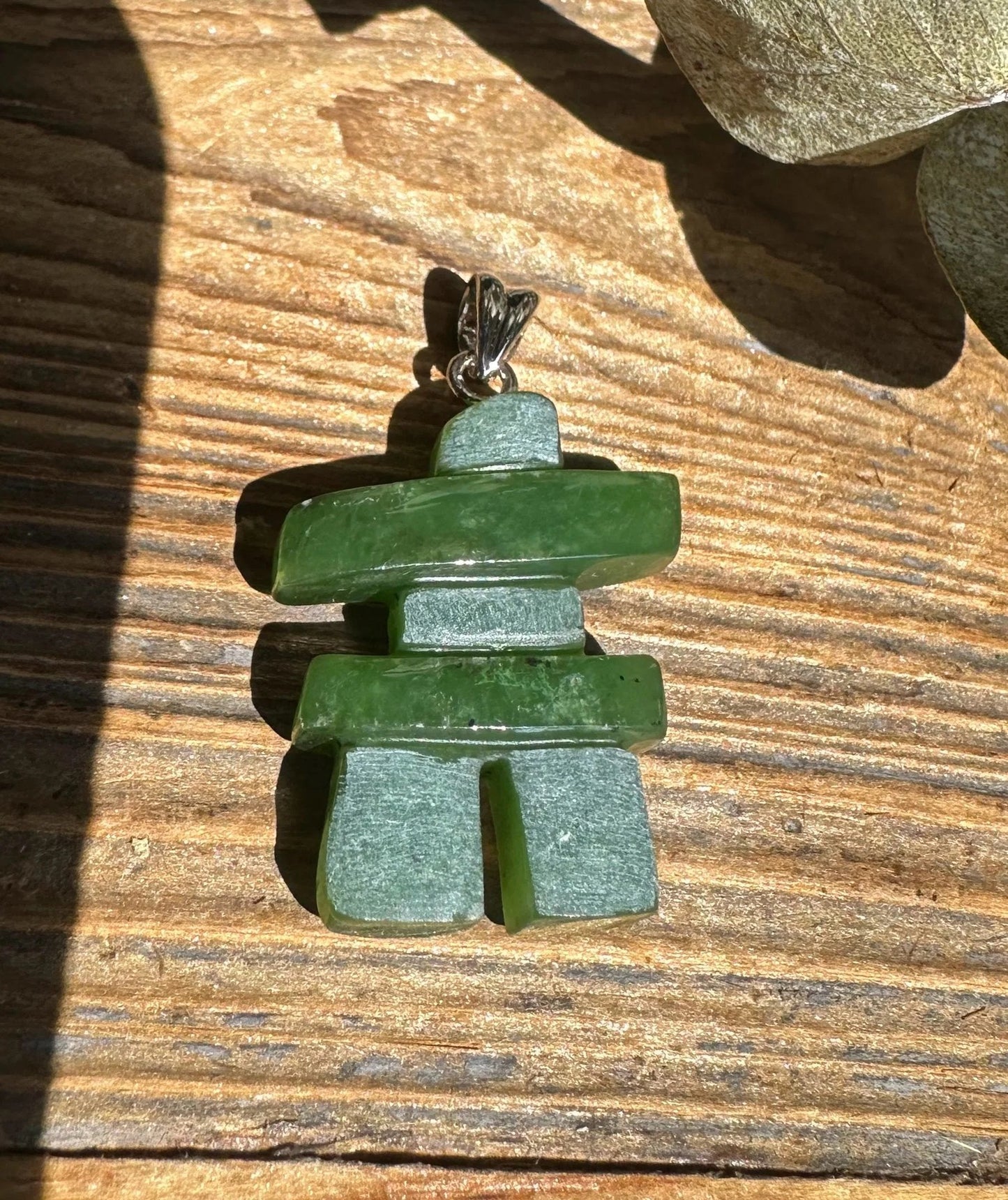Inukshuk Pendant — 25mm Canadian Jade on Stainless Steel Bail
