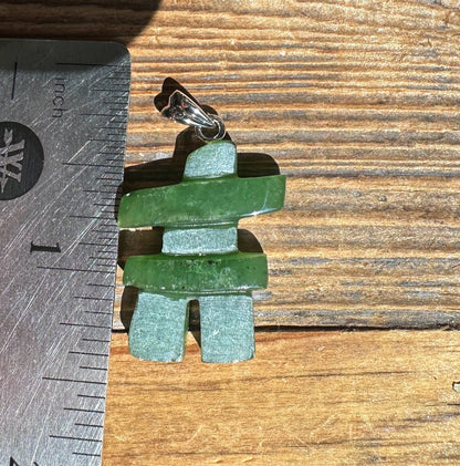 Inukshuk Pendant — 25mm Canadian Jade on Stainless Steel Bail