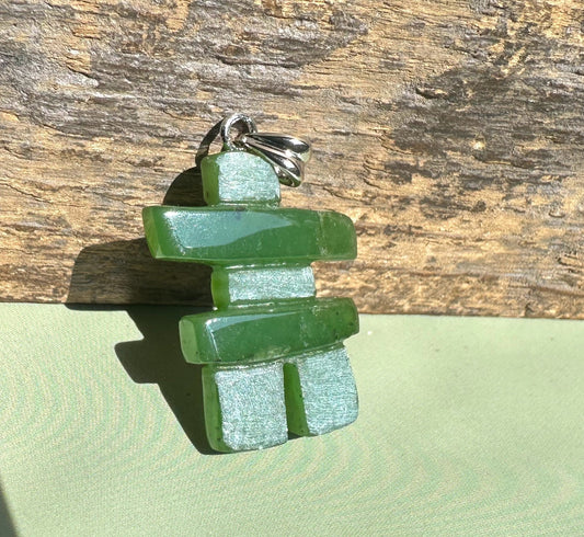 Inukshuk Pendant — 25mm Canadian Jade on Stainless Steel Bail