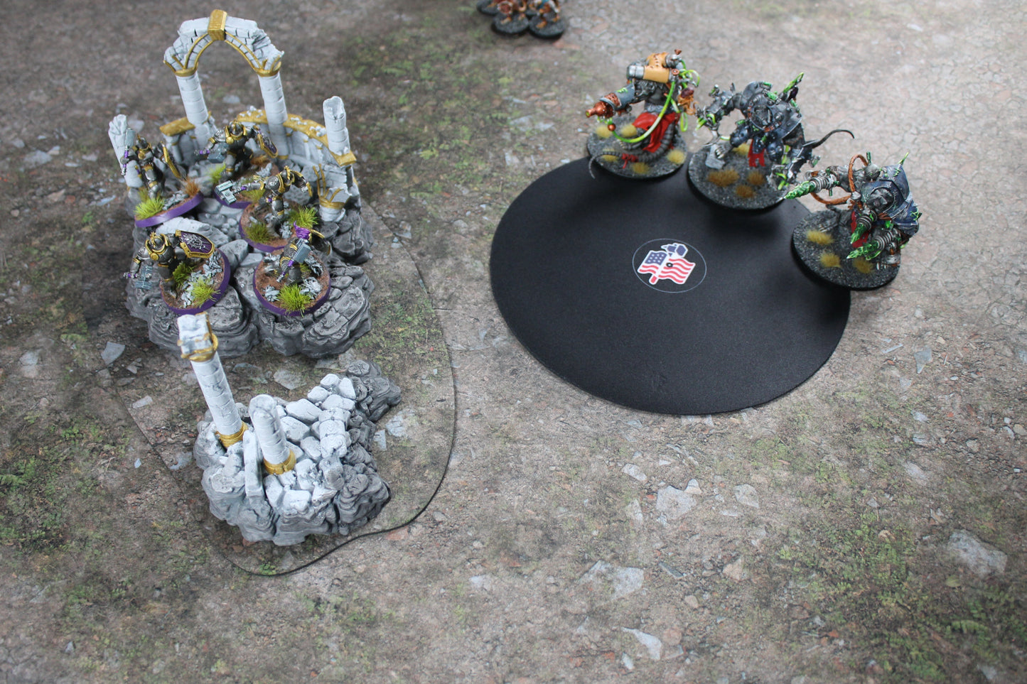 Green and Flaming Portal Double-Sided Neoprene Objective Markers 7.57" - Wargaming Tokens Set of 6