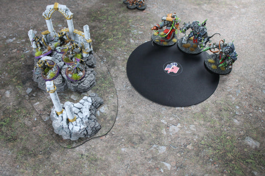 Green and Flaming Portal Double-Sided Neoprene Objective Markers 7.57" - Wargaming Tokens Set of 6