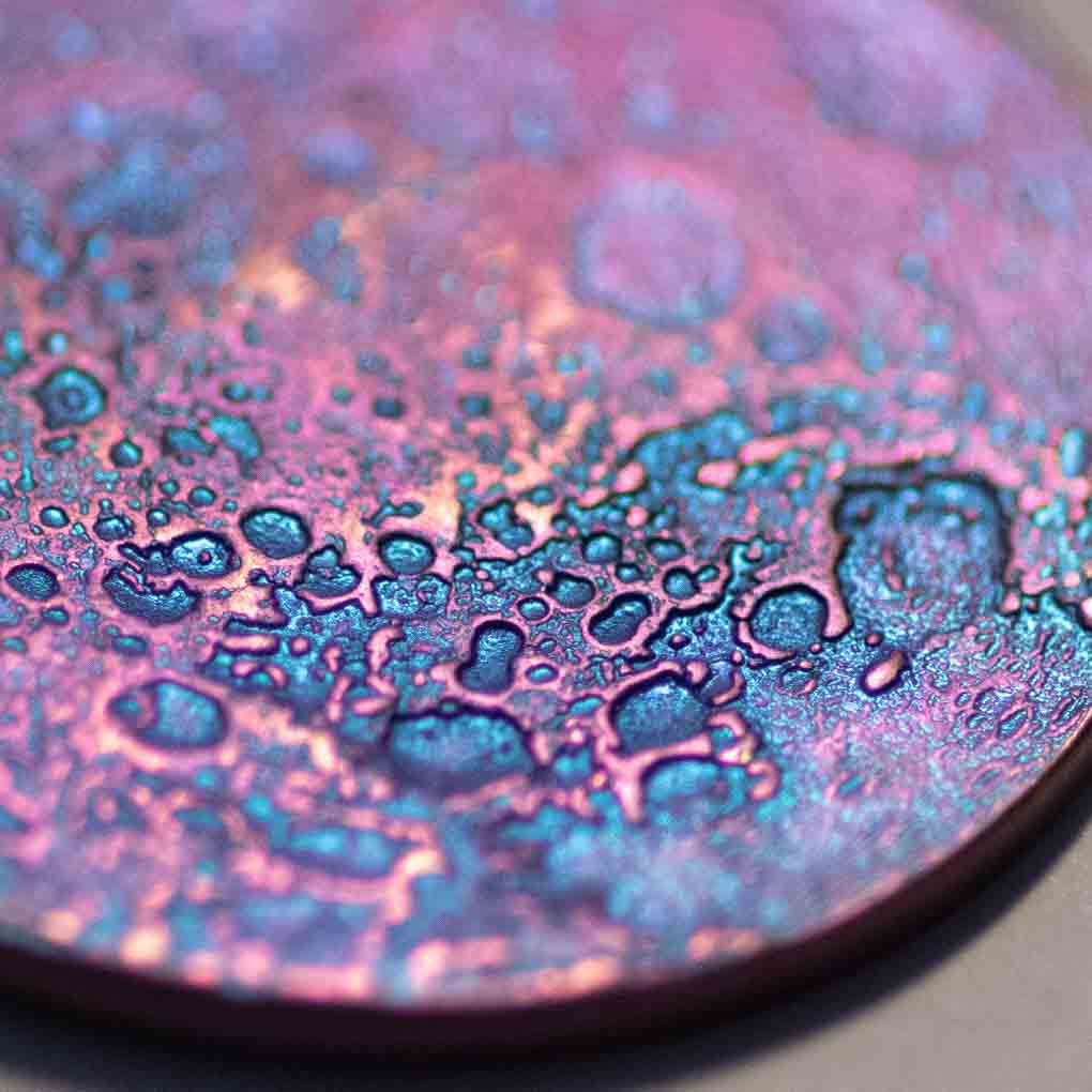 Blue and Purple Moon Necklace - 1" Anodized Niobium Pendant on 30" Chain