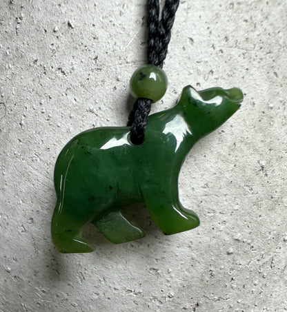 Jade Bear Pendant — 35mm Canadian Nephrite Jade