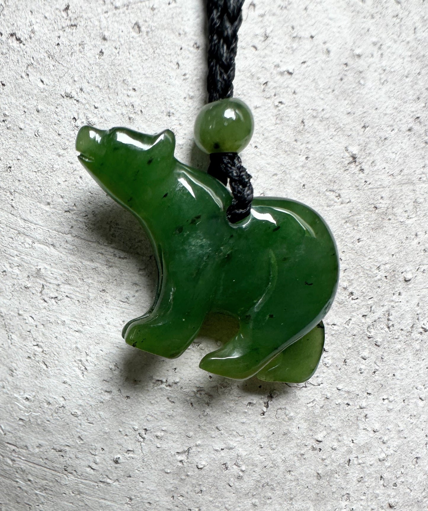 Jade Bear Pendant — 35mm Canadian Nephrite Jade