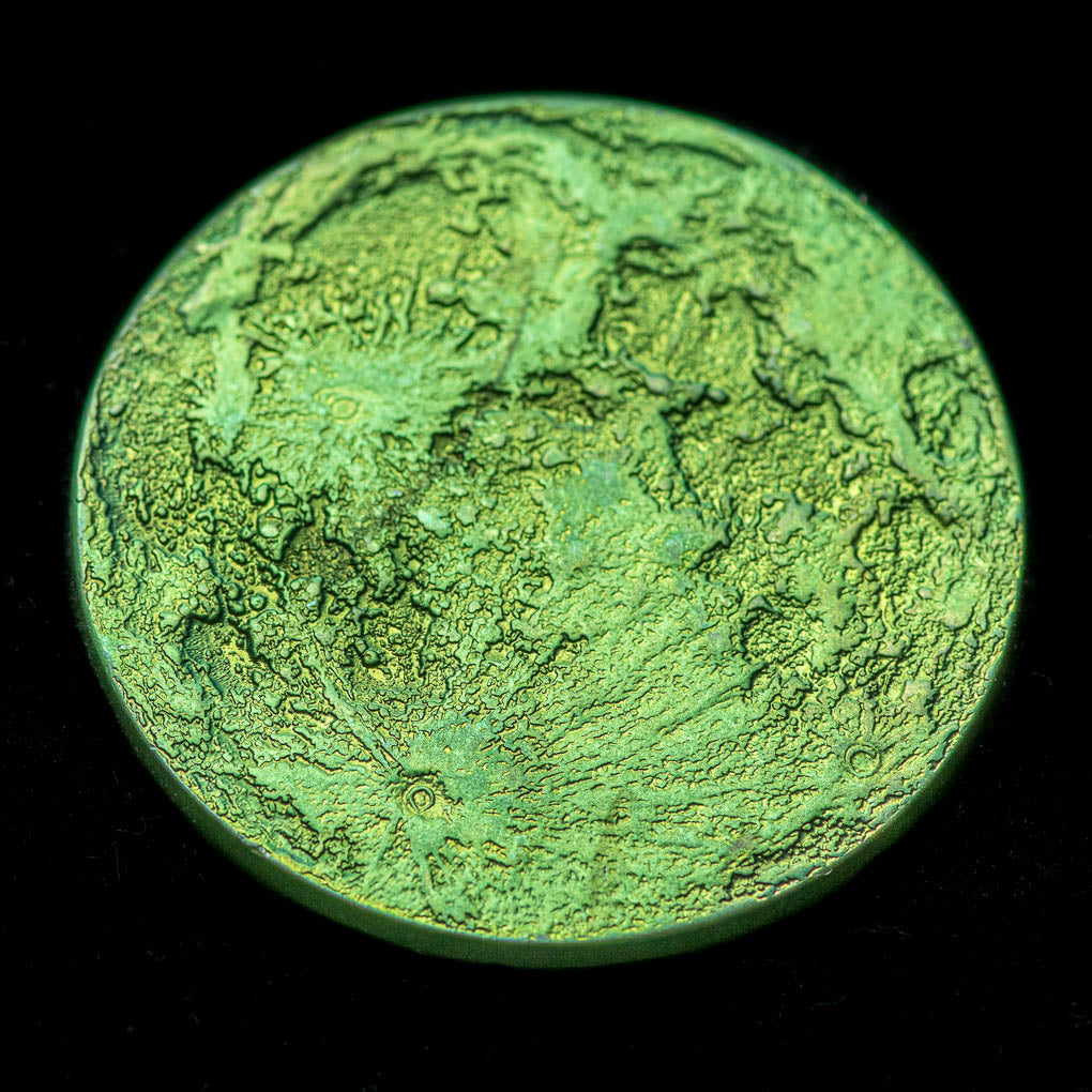 Green Moon Coin - 1" Anodized Niobium
