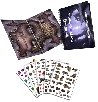Into the Wilds Battlemap Books: Caves and Caverns - 35 Dry-Erase Battle Maps