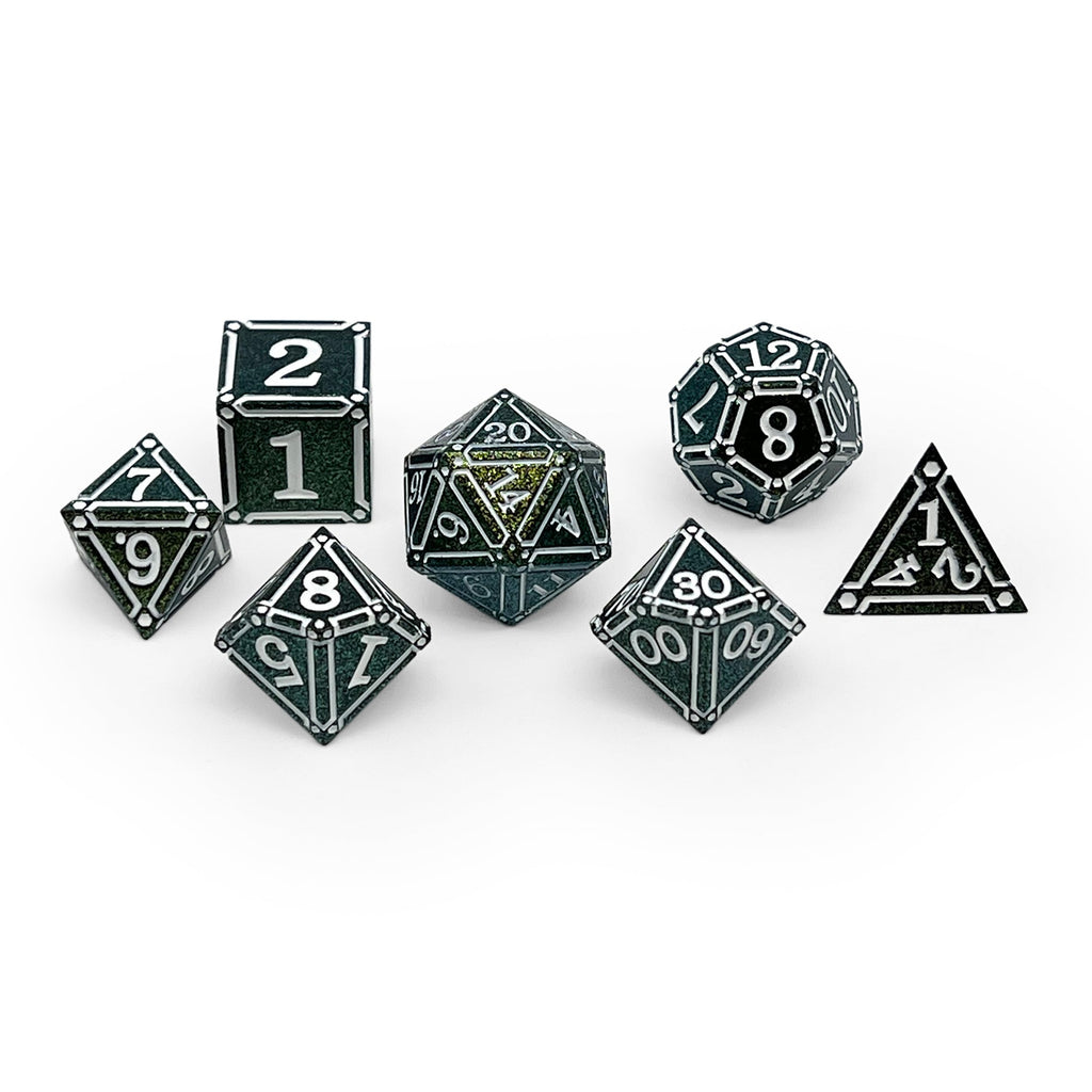 Ironworks - Necromancer Spellbook 7 Piece RPG set Alloy Metal Dice