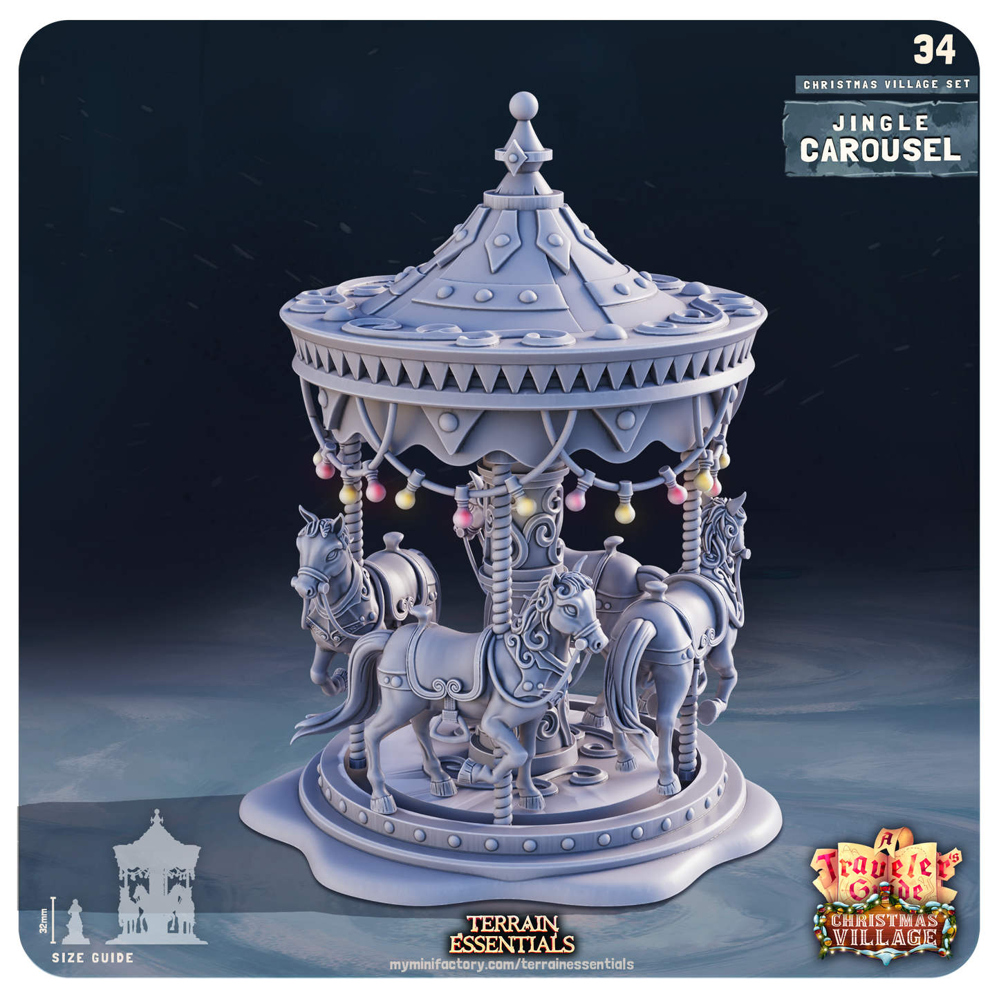 Cast n Play Christmas Village Terrain Set – 3D Printed 28mm 32mm D&D