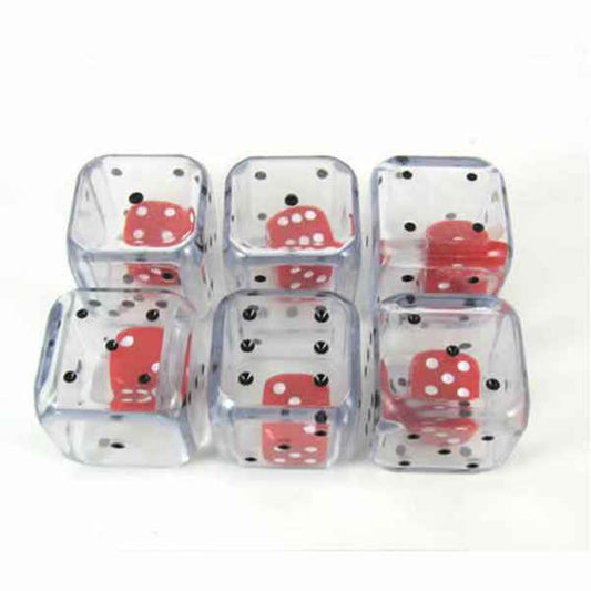KOP12764 Double Dice Clear D6 25mm (1in) Pack of 6 Koplow Games