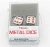 KOP18640 Metal Dice D6 Silver with Red Pips 15mm (19/32in) Set of 2