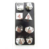 KOP18741 Metal Polyhedral Dice Silver with Red Numbers 20mm Set of 7