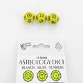 KOP19074 Yellow Astrology Dice Planets and Signs and Numbers Pack of 3