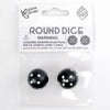 Black Round Dice with White Pips - D6 22mm Spherical Dice (Pack of 2)