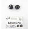 Black Round Dice with White Pips - D6 22mm Spherical Dice (Pack of 2)