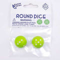 KOP19368 Green Round Dice with White Pips D6 22mm (7/8in) Pack of 2