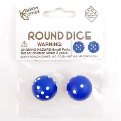 Navy Round Dice with White Pips - D6 22mm Spherical Dice (Pack of 2) | Koplow Games