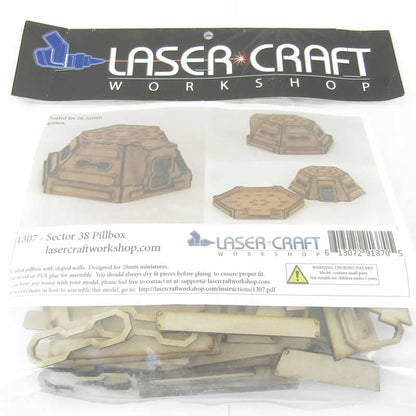 LCW1307 Pillbox Building 28mm Scale Miniature Terrain Laser Craft