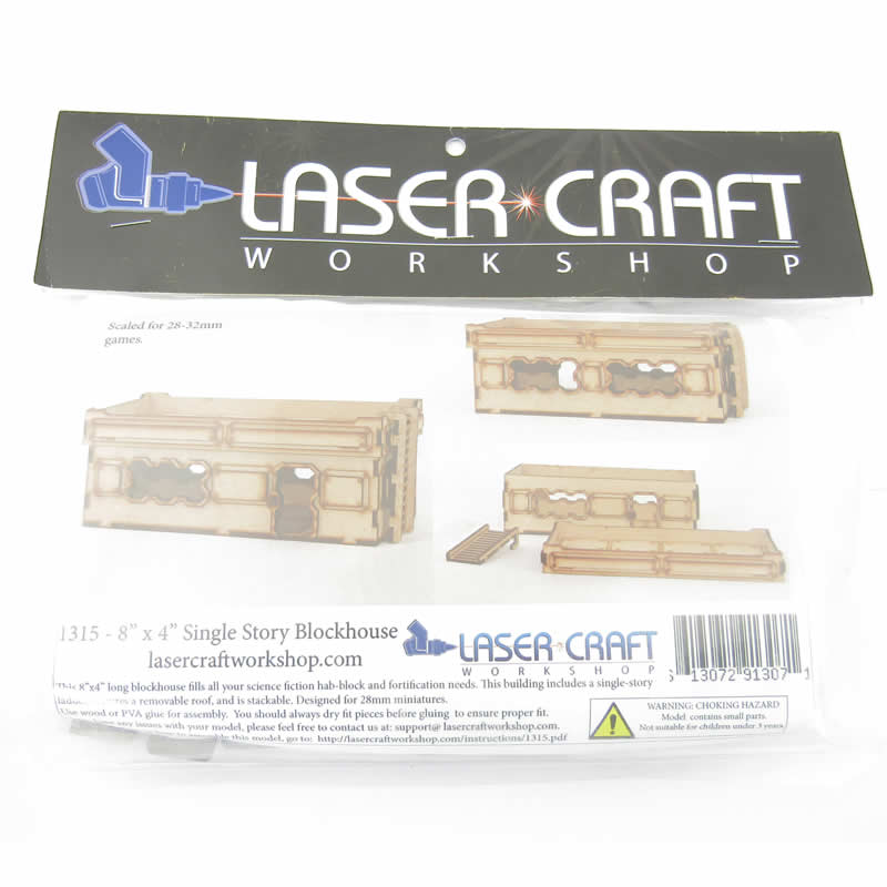 LCW1315 Single Story Building 8 x 4 Inch Blockhouse 28mm Scale Miniature Terrain