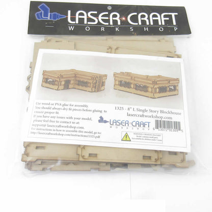 LCW1325 8in L Single Story Blockhouse 28mm Scale Miniature Terrain Laser Craft
