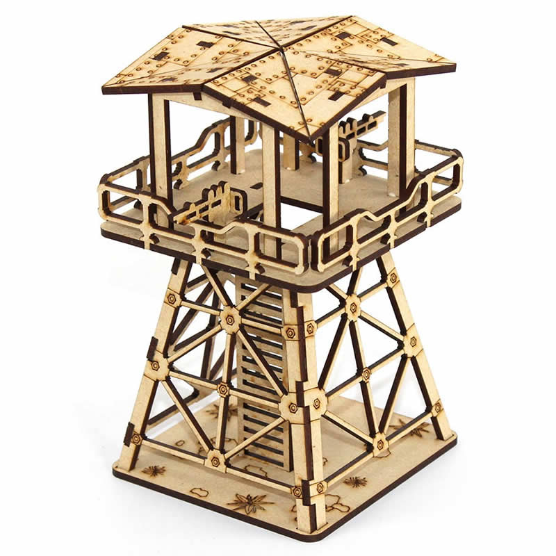 LCW1336 Elevated Gun Nest Building 28mm Scale Miniature Terrain Laser Craft