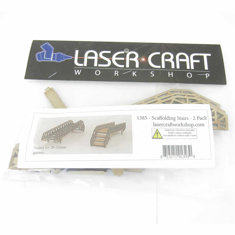 LCW1385 Scaffolding Stairs Pack of 2 28mm Scale Miniature Terrain Laser Craft