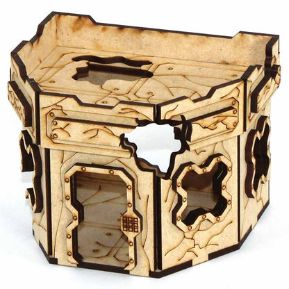 LCW1420 4 X 4 In Ruined Hex Hab 28mm Scale Miniature Terrain Laser Craft