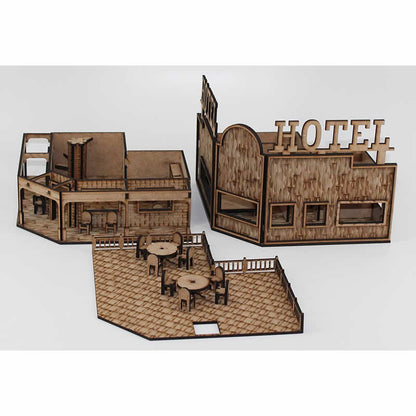 LCW2115 Old West Hotel 28mm Scale Miniature Terrain Building Laser Craft