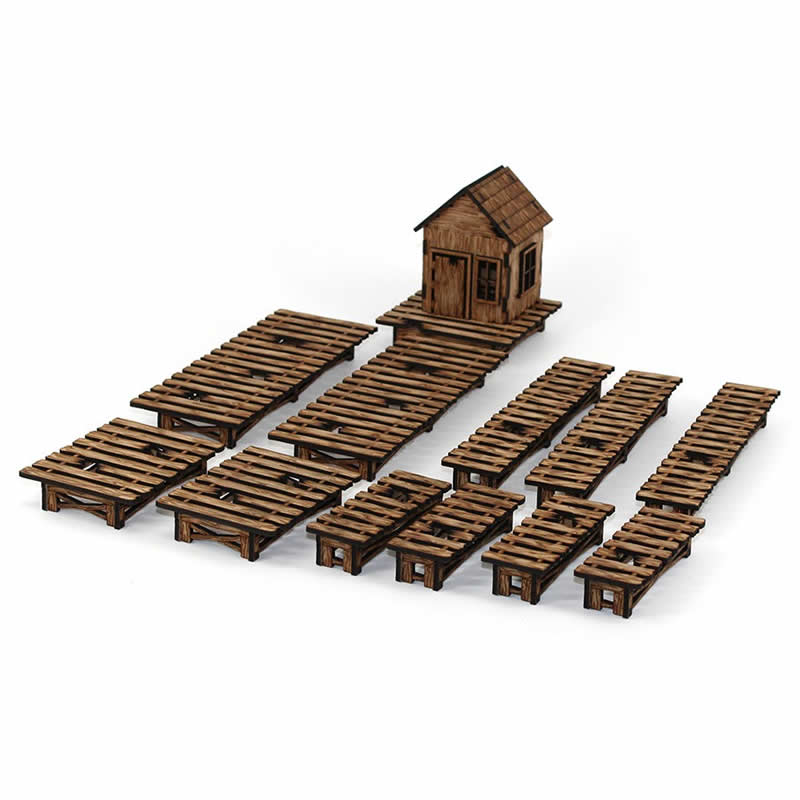 LCW2205 Bayou Wharf And Dock House 28mm MiniatureTerrain Laser Craft