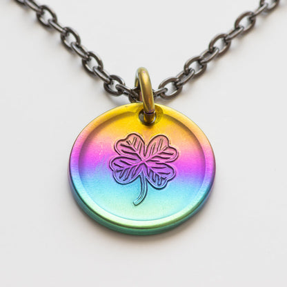 Lucky Rainbow Penny Necklace or Keychain, Niobium