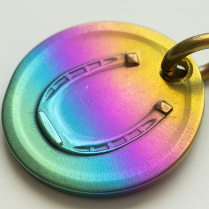 Lucky Rainbow Penny Necklace or Keychain, Niobium
