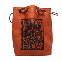 Brown Leather Lite Spell Book Design Self-Standing Large Dice Bag