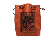 Brown Leather Lite Spell Book Design Self-Standing Large Dice Bag