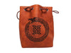 Brown Leather Lite Ouroboros Design Self-Standing Large Dice Bag