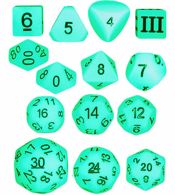 Specialty 14 Unusual DCC Dice Set - Lightning Bolt (Glow)