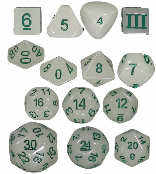 Specialty 14 Unusual DCC Dice Set – Lightning Bolt (Glow)