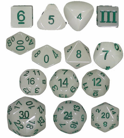 Specialty 14 Unusual DCC Dice Set – Lightning Bolt (Glow)