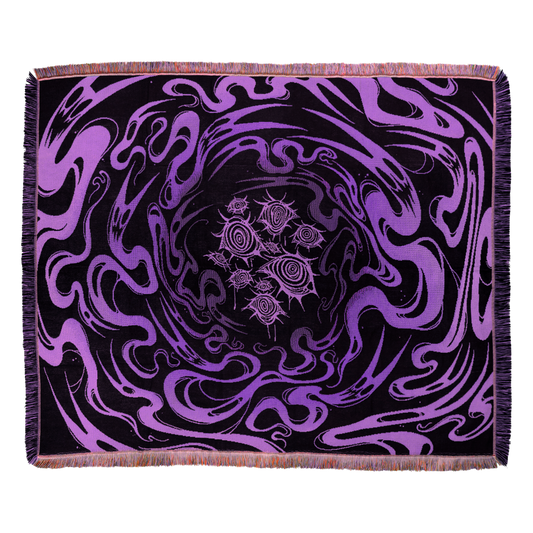 Lilac Underworld – Ghost Portal Woven Blanket & Gothic Floral Tapestry