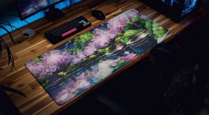 "Midnight Petals" — Cherry Blossom Deskmat