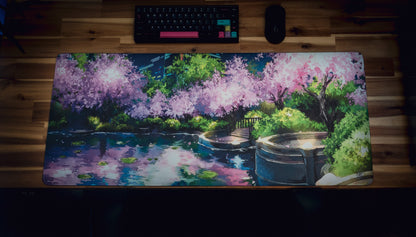 "Midnight Petals" — Cherry Blossom Deskmat