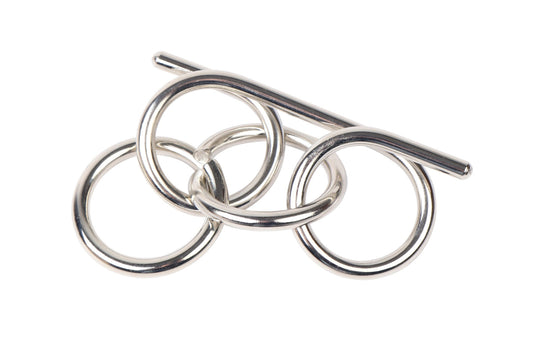 Link Puzzle – Four-Ring Polished Steel Disentanglement Brain Teaser, Expert Challenge