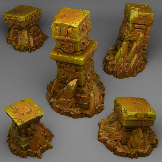 3D Printed Fantastic Plants and Rocks Lost Maya Columns 28mm - 32mm D&D Wargaming