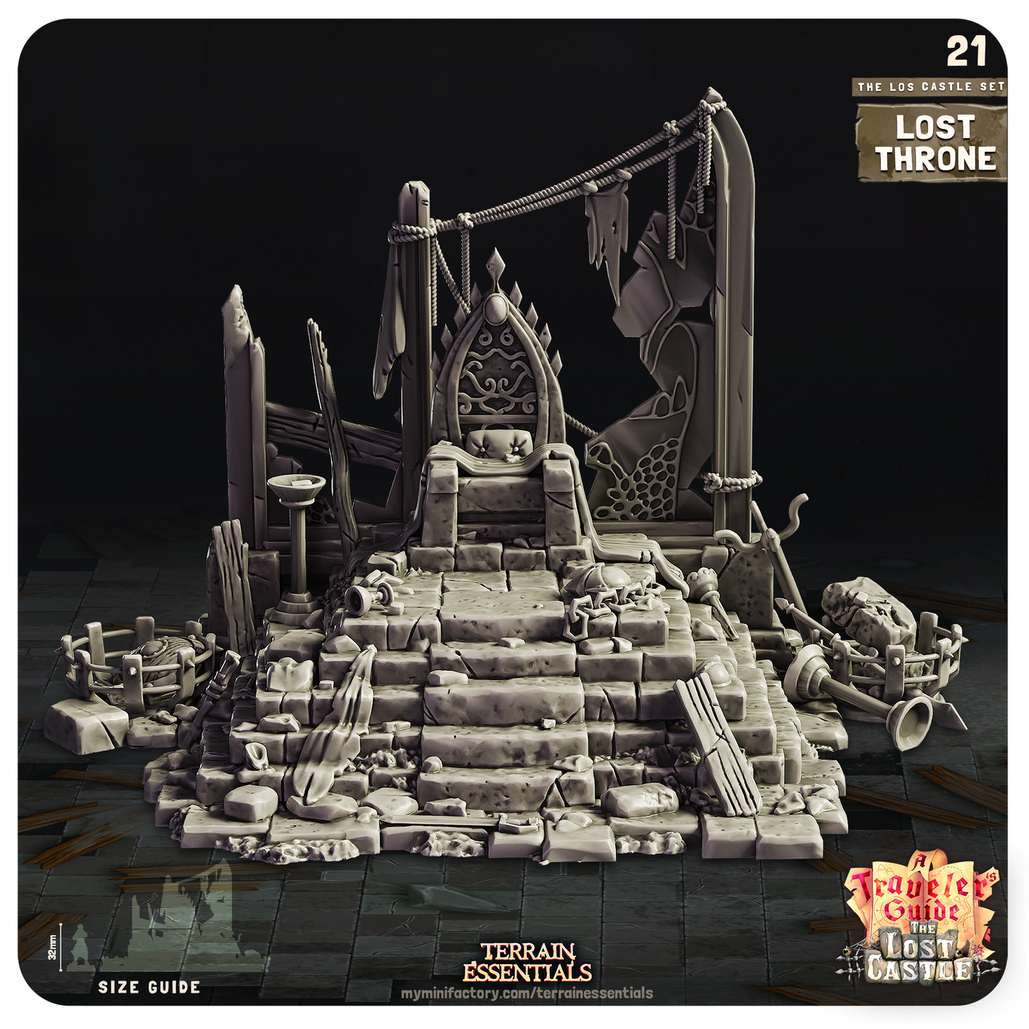 3D Printed Cast n Play Lost Throne The Lost Castle Terrain Set 28mm 32mm D&D