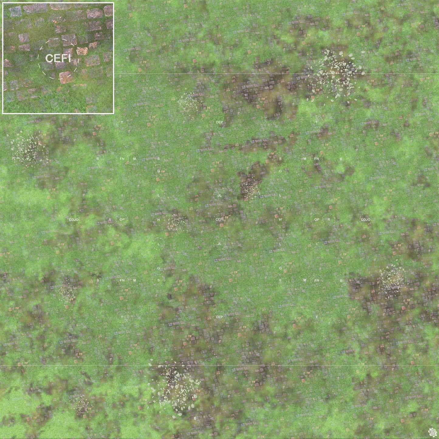 Mats by Mars: Overgrown Cobbles v1.0 Tabletop Wargaming Play Mat