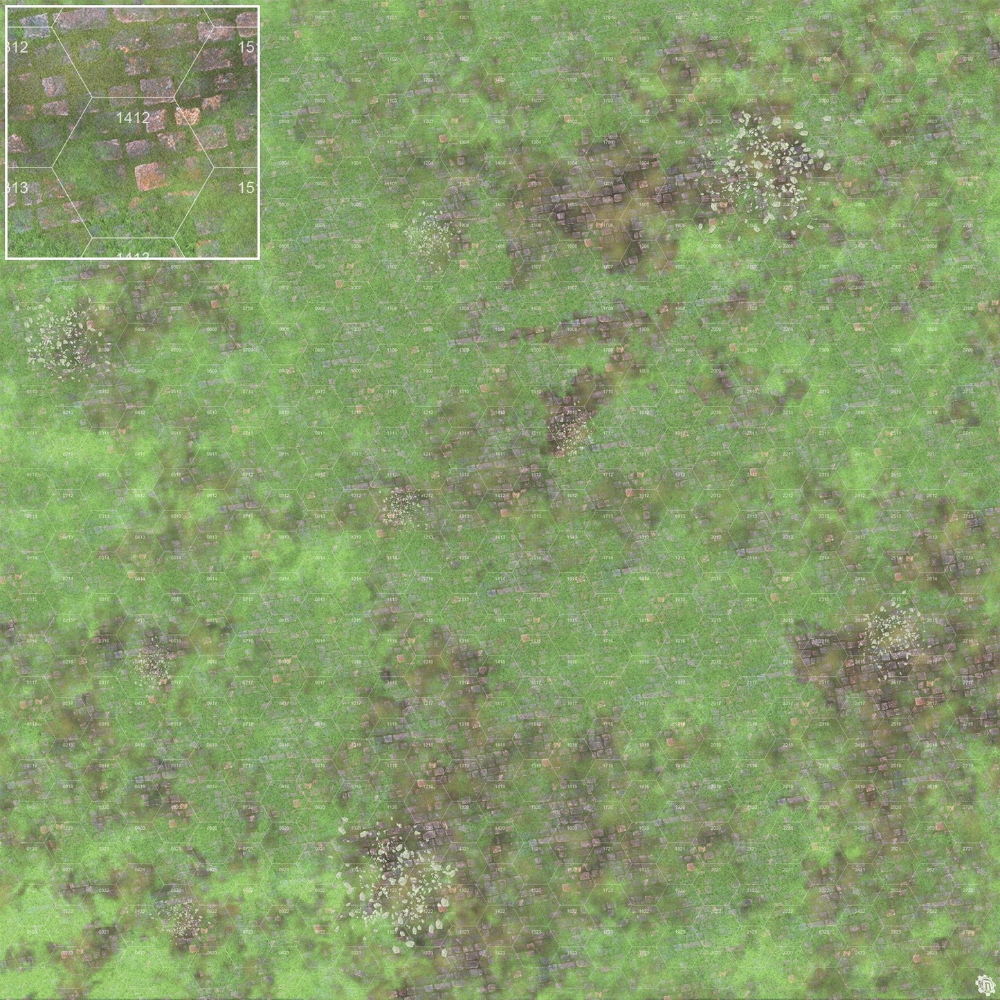 Mats by Mars: Overgrown Cobbles v1.0 Tabletop Wargaming Play Mat